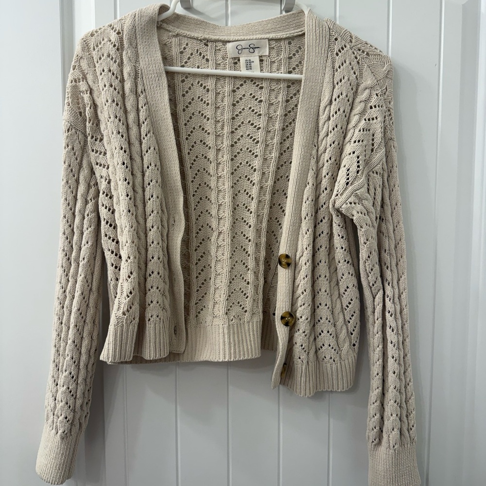 Beige Cable Knit Cardigan